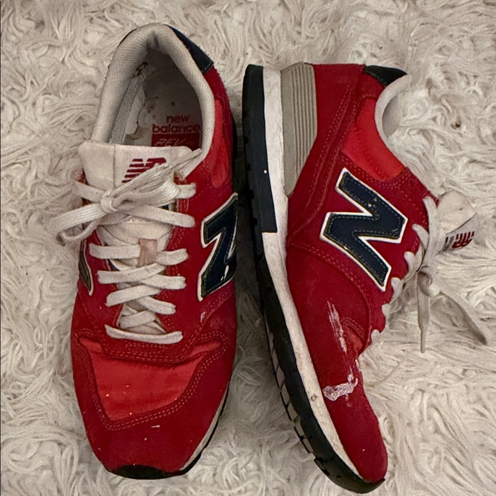 New Balance 996 Red and White Athletic Shoes